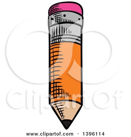 Clipart of a Sketched Yellow Pencil - Royalty Free Vector Illustration by Vector Tradition SM