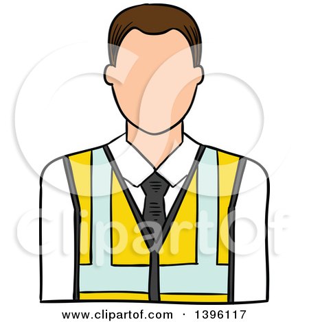 Clipart of a Sketched Cacuasian Male Engineer - Royalty Free Vector Illustration by Vector Tradition SM