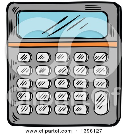 Clipart of a Sketched Calculator - Royalty Free Vector Illustration by Vector Tradition SM