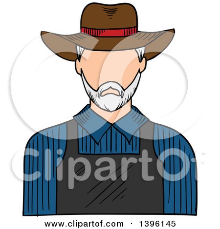 Clipart of a Sketched Caucasian Male Farmer - Royalty Free Vector Illustration by Vector Tradition SM