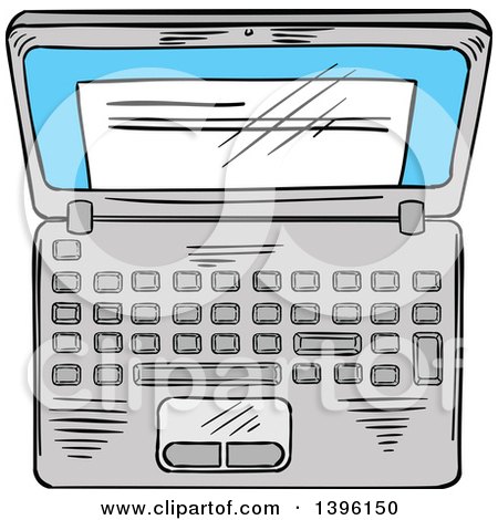 Clipart of a Sketched Laptop Computer - Royalty Free Vector Illustration by Vector Tradition SM