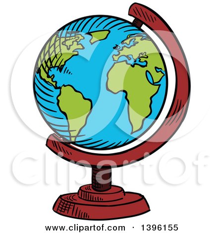Clipart of a Sketched Desk Globe - Royalty Free Vector Illustration by Vector Tradition SM
