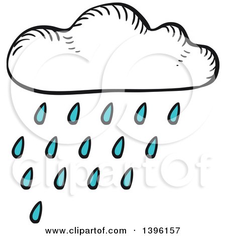 Clipart of a Sketched Rain Cloud - Royalty Free Vector Illustration by Vector Tradition SM
