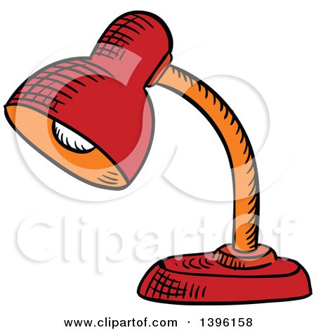 Clipart of a Sketched Desk Lamp - Royalty Free Vector Illustration by Vector Tradition SM