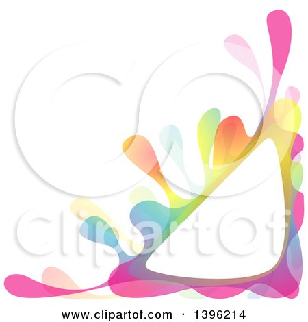 Clipart of a Colorful Creative Color Splash Triangular Corner Frame - Royalty Free Vector Illustration by dero