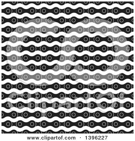 Clipart of a Seamless Pattern Background of Black and White Bicycle Chains - Royalty Free Vector Illustration by michaeltravers