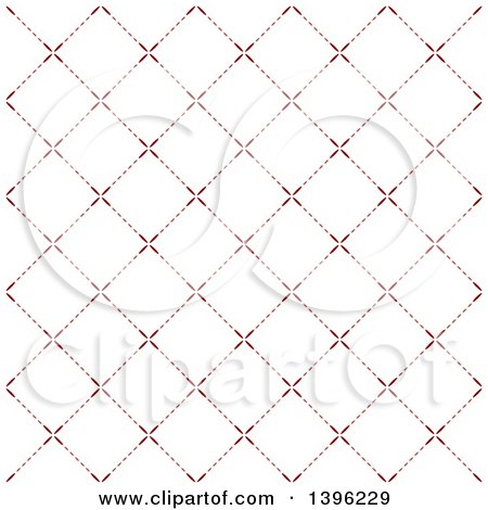 Clipart of a Seamless Pattern Background of Red Flower Petal and Dotted Line Diamonds - Royalty Free Vector Illustration by michaeltravers
