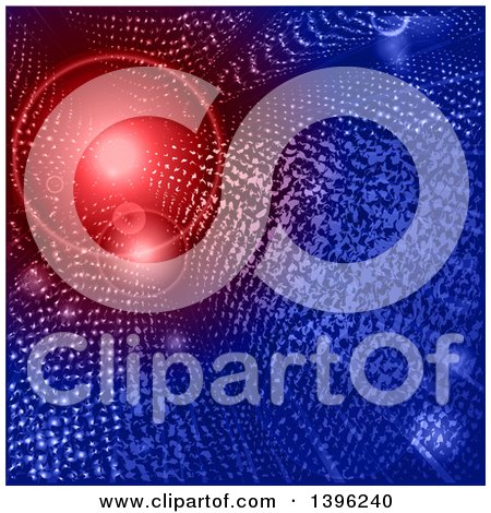 Clipart of a Sparkly Blue Tunnel with a Red Light at the End - Royalty Free Vector Illustration by elaineitalia