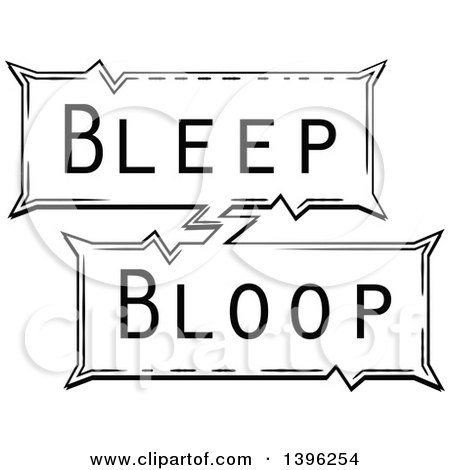 Clipart of a Retro Black and White Pop Art Comic Styled Bleep Bloop Sound Effect - Royalty Free Vector Illustration by AtStockIllustration