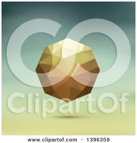 Clipart of a 3d Floating Golden Geometric Ball - Royalty Free Illustration by KJ Pargeter