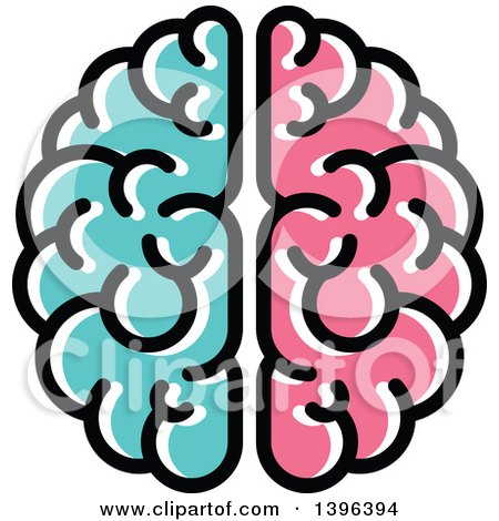 Clipart of a Turquoise and Pink Brain - Royalty Free Vector Illustration by elena