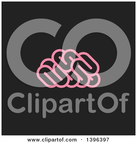 Clipart of a Pink Brain, on Black - Royalty Free Vector Illustration by elena