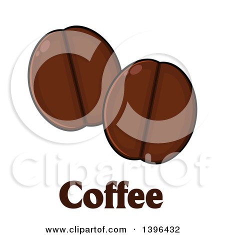 Clipart of Cartoon Coffee Beans over Text - Royalty Free Vector Illustration by Hit Toon