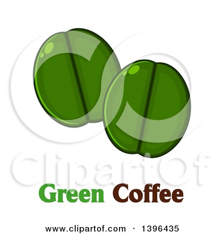 Clipart of Cartoon Green Coffee Beans over Text - Royalty Free Vector Illustration by Hit Toon