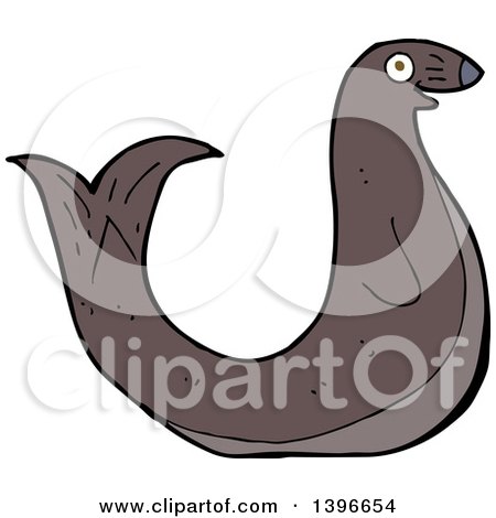 Clipart of a Cartoon Brown Seal - Royalty Free Vector Illustration by lineartestpilot
