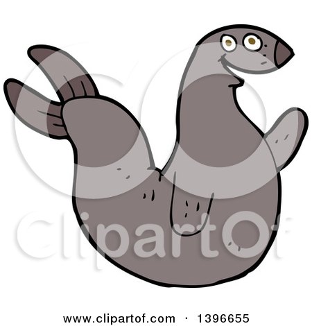Clipart of a Cartoon Brown Seal - Royalty Free Vector Illustration by lineartestpilot