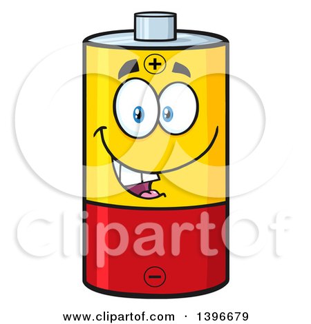Clipart of a Cartoon Battery Character Mascot - Royalty Free Vector Illustration by Hit Toon