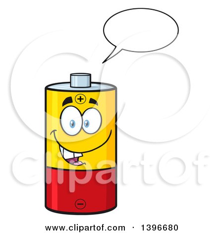 Clipart of a Cartoon Battery Character Mascot Talking - Royalty Free Vector Illustration by Hit Toon