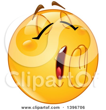 Clipart of a Cartoon Yellow Smiley Face Emoji Emoticon Yawning - Royalty Free Vector Illustration by yayayoyo