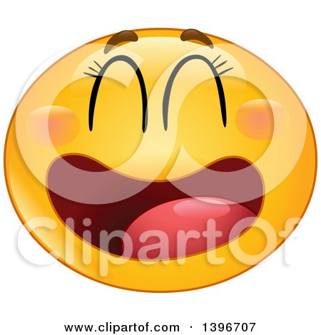 Clipart of a Cartoon Yellow Laughing Manga Smiley Face Emoji Emoticon - Royalty Free Vector Illustration by yayayoyo