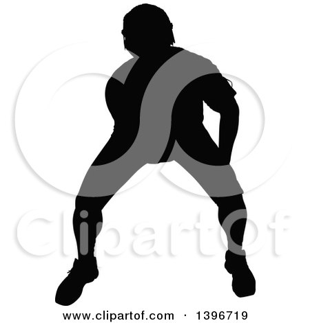 Clipart of a Black Sihhouetted Man Working Out, Doing Seated Bicep Curls - Royalty Free Vector Illustration by dero