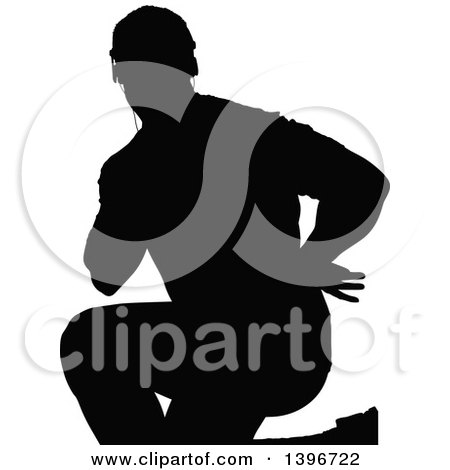Clipart of a Black Sihhouetted Man Working out - Royalty Free Vector Illustration by dero