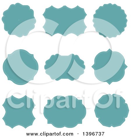 Clipart of a Set of Turquoise Labels - Royalty Free Vector Illustration by KJ Pargeter