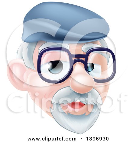 Clipart of a Cartoon Happy Caucasian Senior Citizen Man Wearing Glasses and a Hat - Royalty Free Vector Illustration by AtStockIllustration