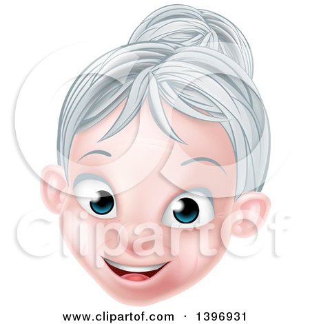 Clipart of a Cartoon Happy Caucasian Senior Citizen Woman with Silver Hair - Royalty Free Vector Illustration by AtStockIllustration