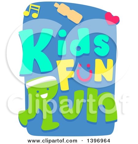 Clipart of a Kids Fun Run Design - Royalty Free Vector Illustration by BNP Design Studio