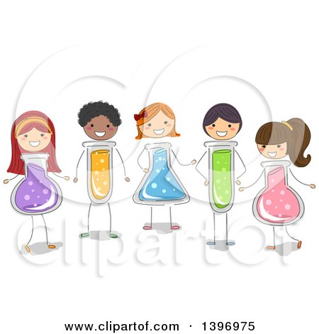 Clipart of a Group of Students with Science Flask and Tube Bodies - Royalty Free Vector Illustration by BNP Design Studio