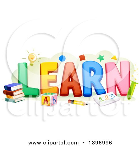 Clipart of the Word Learn with School Items - Royalty Free Vector Illustration by BNP Design Studio