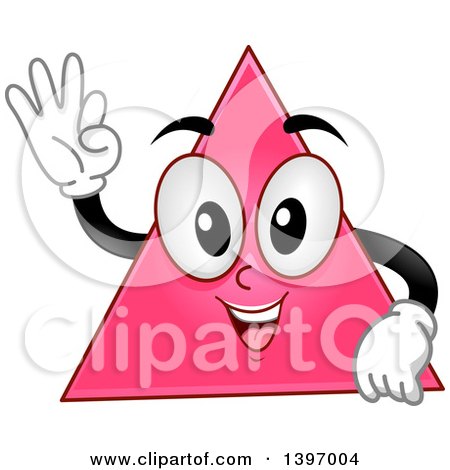 Clipart of a Happy Pink Triangle Shape Character - Royalty Free Vector Illustration by BNP Design Studio