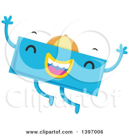 Clipart of a Dancing Blue Monster Math Subtraction Symbol Character - Royalty Free Vector Illustration by BNP Design Studio