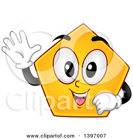 Clipart of a Happy Yellow Pentagon Shape Character - Royalty Free Vector Illustration by BNP Design Studio