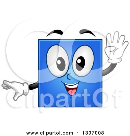 Clipart of a Happy Blue Square Shape Character - Royalty Free Vector Illustration by BNP Design Studio