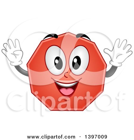 Clipart of a Happy Nonagon Shape Character - Royalty Free Vector Illustration by BNP Design Studio