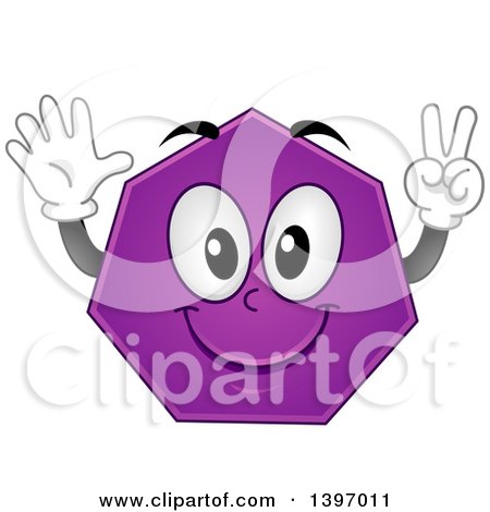 Clipart of a Happy Purple Heptagon Shape Character - Royalty Free Vector Illustration by BNP Design Studio