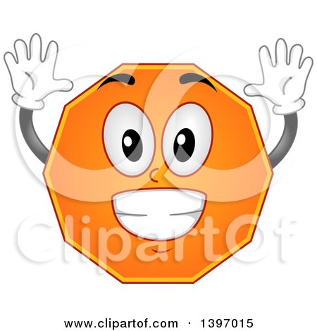 Clipart of a Happy Orange Decagon Shape Character - Royalty Free Vector Illustration by BNP Design Studio