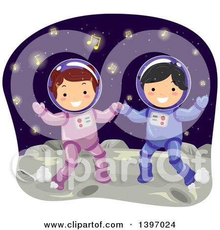 Clipart of Students in Astronaut Suits - Royalty Free Vector Illustration by BNP Design Studio