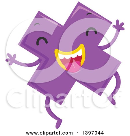 Clipart of a Dancing Purple Monster Math Multiplication Symbol Character - Royalty Free Vector Illustration by BNP Design Studio