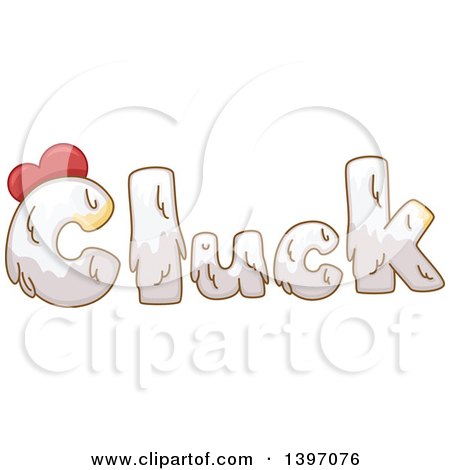 Clipart of a Farm Animal Sound of Cluck with Chicken Feathers - Royalty Free Vector Illustration by BNP Design Studio
