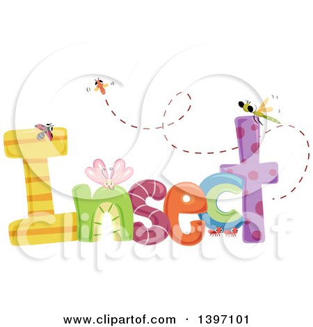Clipart of a Colorful Insect Word with Bugs - Royalty Free Vector Illustration by BNP Design Studio