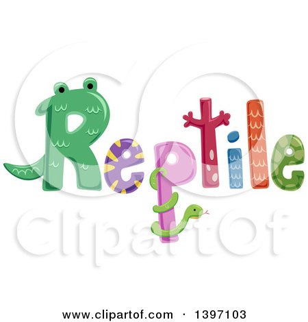 Clipart of a Colorful Reptile Word with Critters and Patterns - Royalty Free Vector Illustration by BNP Design Studio