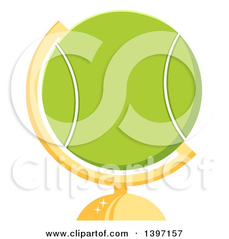Clipart of a Cartoon Tennis Ball Desk Globe - Royalty Free Vector Illustration by Hit Toon