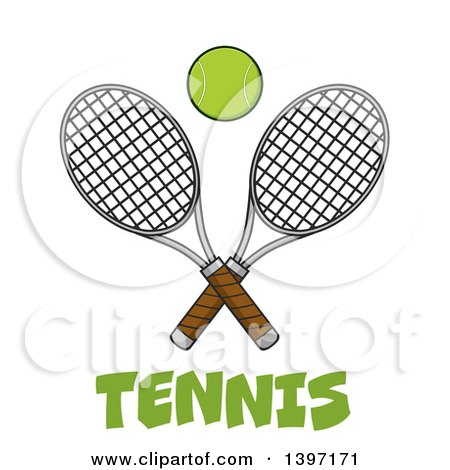 Clipart of a Ball over Text and Crossed Tennis Rackets - Royalty Free Vector Illustration by Hit Toon