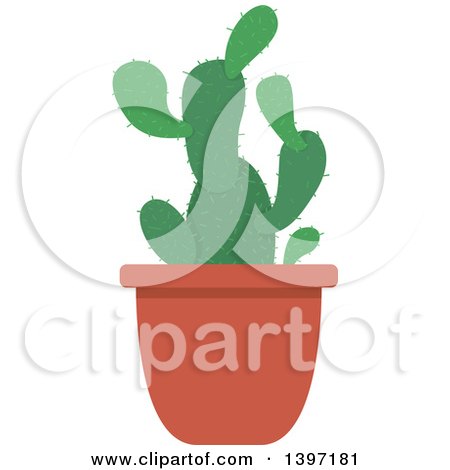 Clipart of a Potted Cactus Plant - Royalty Free Vector Illustration by dero