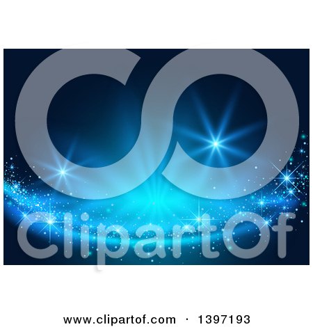 Clipart of a Background of Magical Lights on Blue - Royalty Free Vector Illustration by dero