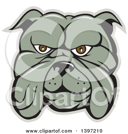Clipart of a Cartoon Bulldog Face - Royalty Free Vector Illustration by patrimonio
