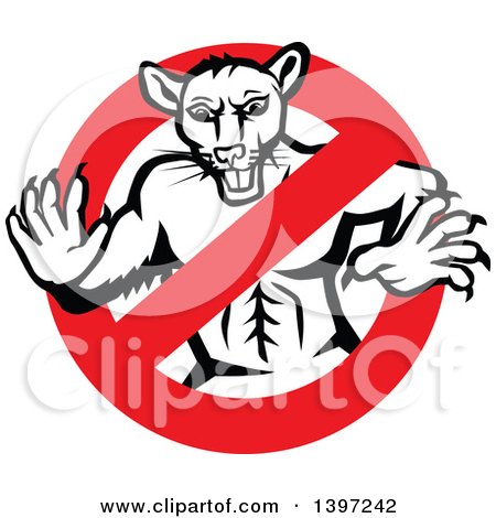 Clipart of a Retro Black and White Muscular Rat in a Prohibited Symbol - Royalty Free Vector Illustration by patrimonio